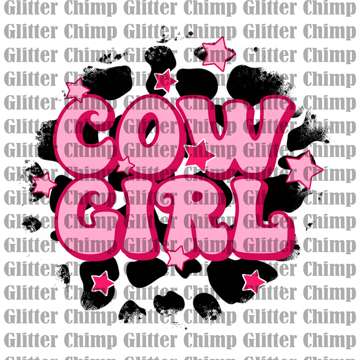 DTF Cow Girl Glitter Chimp