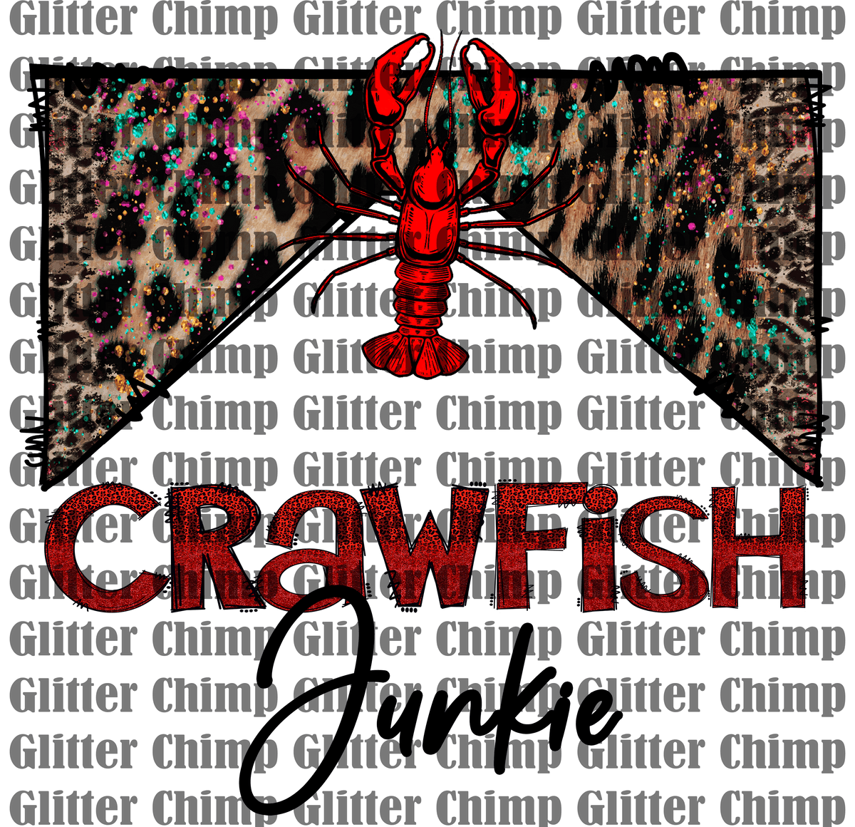 UVDTF Crawfish Junkie Glitter Chimp