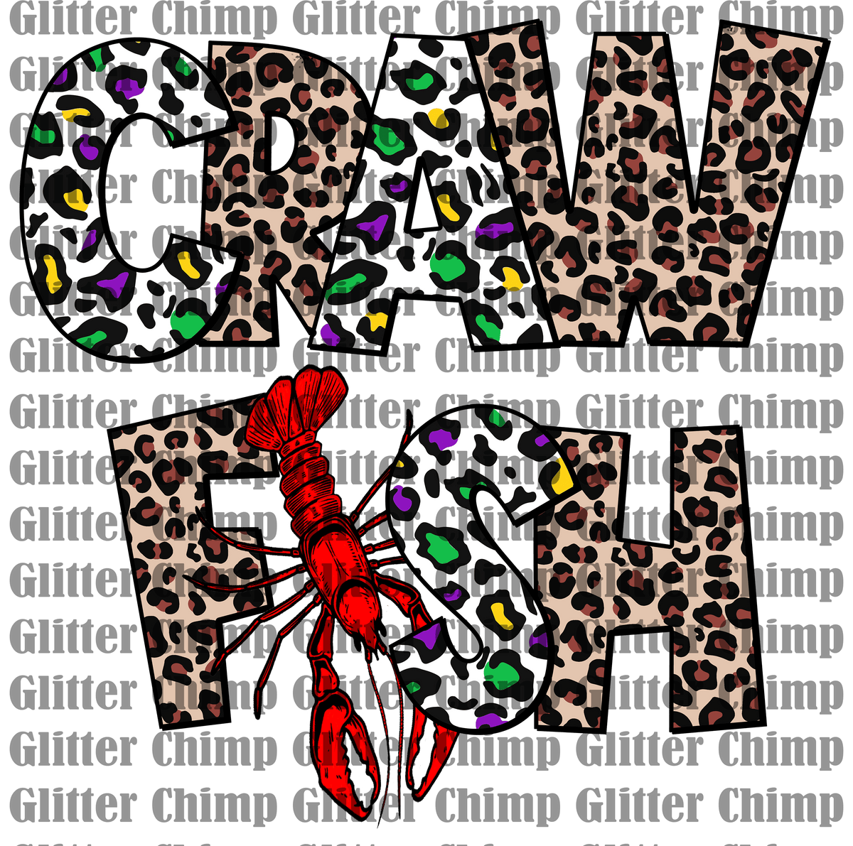 DTF Crawfish Party Glitter Chimp