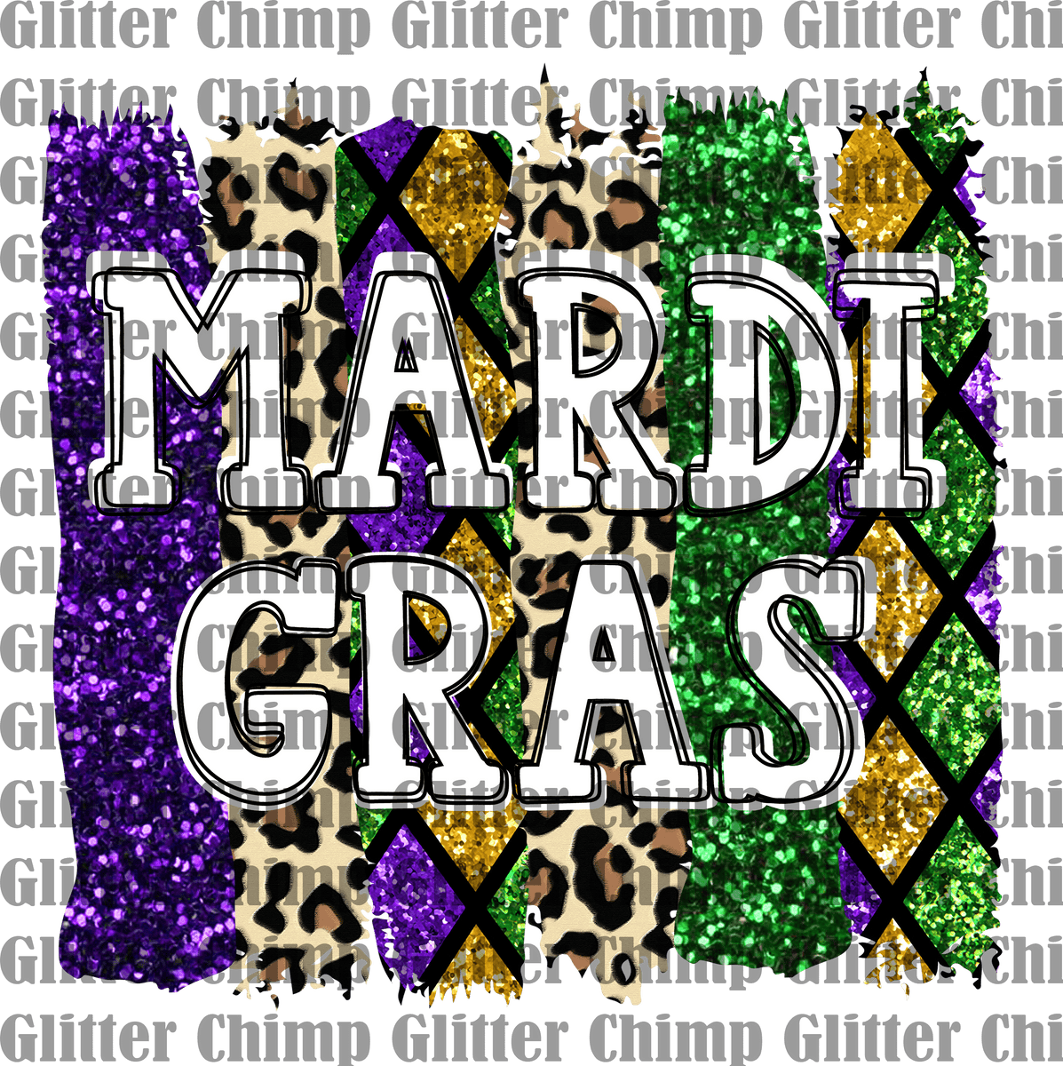 UVDTF Mardi Gras Time Glitter Chimp