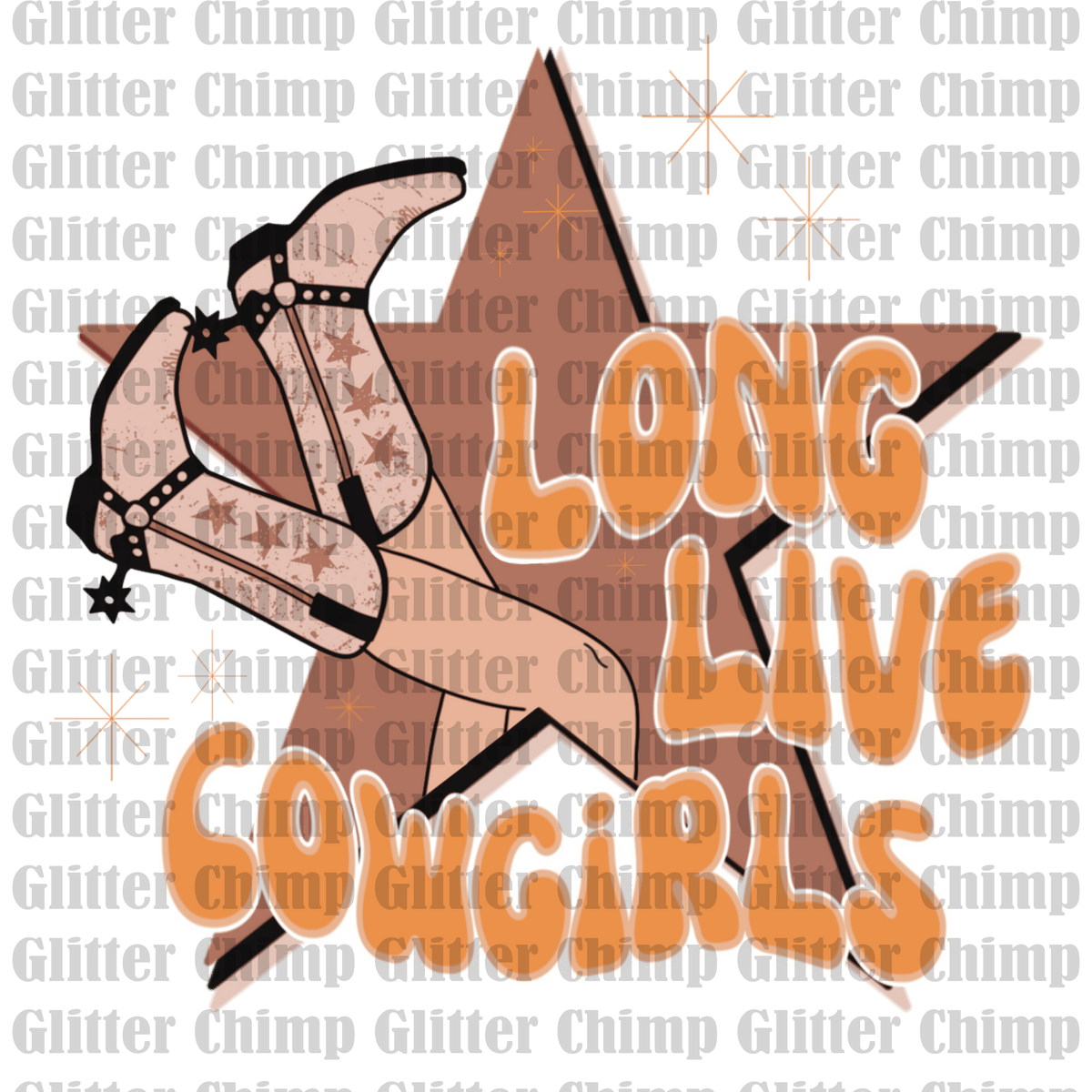 Dtf Long Live Cowgirls 1 Glitter Chimp