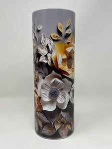 Sublimation Tumbler 12 - 3D Grey Flowers