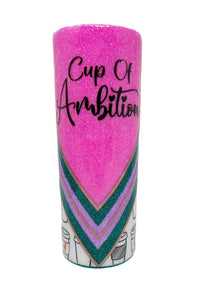 Glitter Chimp Adhesive Vinyl Decal - Cup of Ambition - 2"x3" Clear Background
