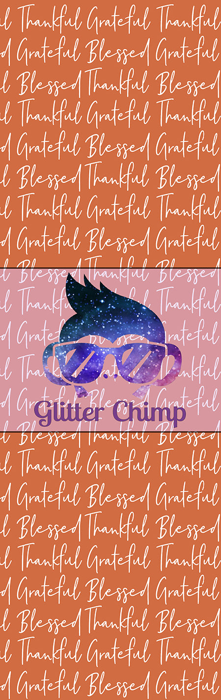 Glitter Chimp Vinyl Pen Wrap - Blessed Grateful Thankful - 4.75