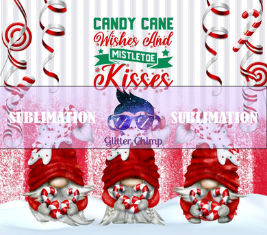 Sublimation Prints for Skinny Tumblers - Candy Cane Wishes Gnomes