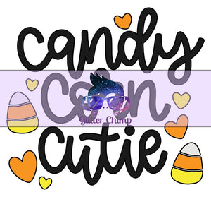 Glitter Chimp Adhesive Vinyl Decal - Candy Corn Cutie - Clear Background