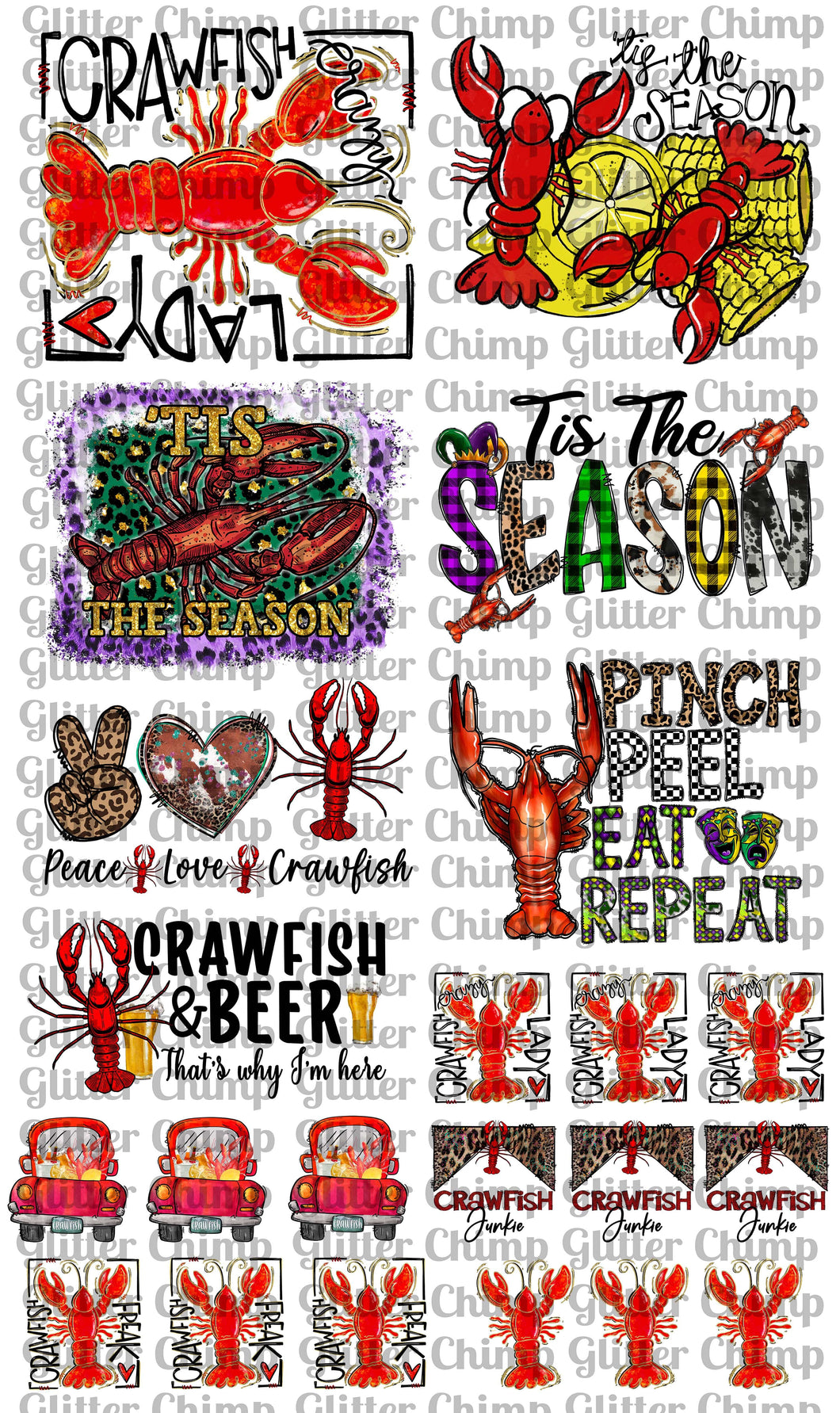 Special Run DTF - Crawfish Gang Sheet - 36