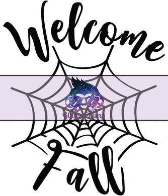 Glitter Chimp Adhesive Vinyl Decal - Welcome Fall Web - Clear Background