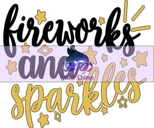 Glitter Chimp Adhesive Vinyl Decal - Fireworks & Sparkles - 3"x3" Clear Background