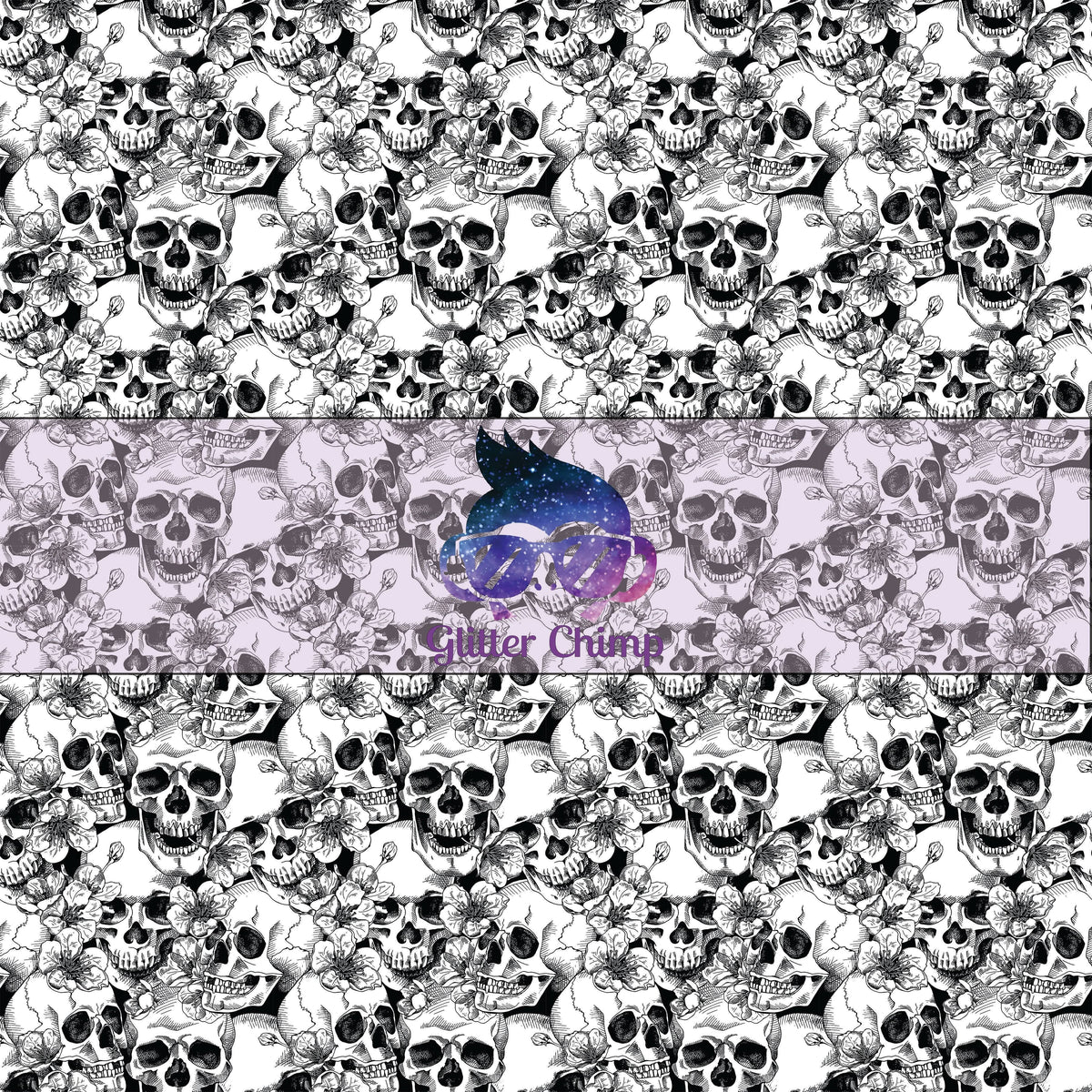 Glitter Chimp Adhesive Vinyl Flowered Skulls