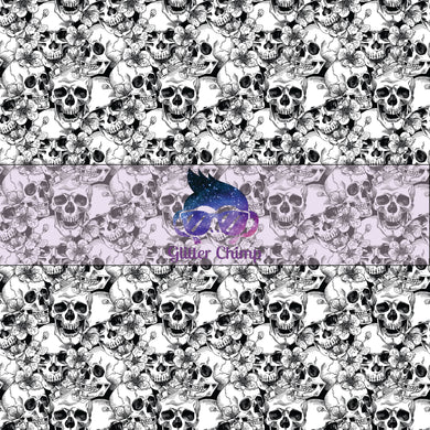 Glitter Chimp Adhesive Vinyl - Flowered Skulls
