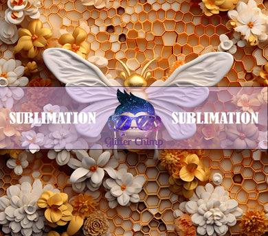 Sublimation Prints Skinny Tumbler - 3D Golden Honey Bee