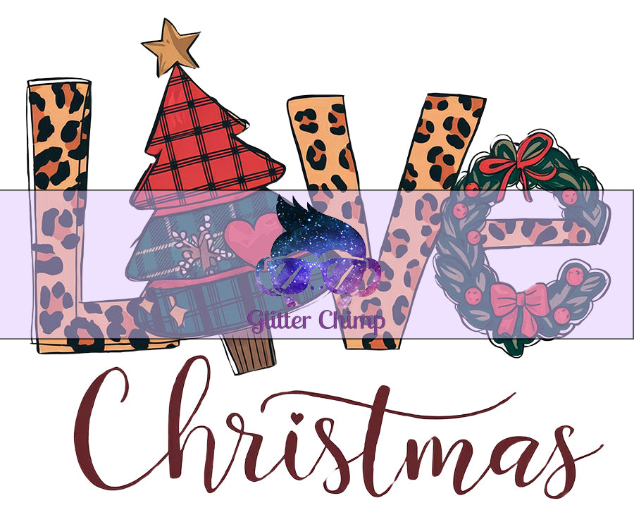 Glitter Chimp Adhesive Vinyl Decal - Leopard Love Christmas - 3