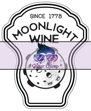 Glitter Chimp Adhesive Vinyl Decal - Moonlight Wine - Clear Background