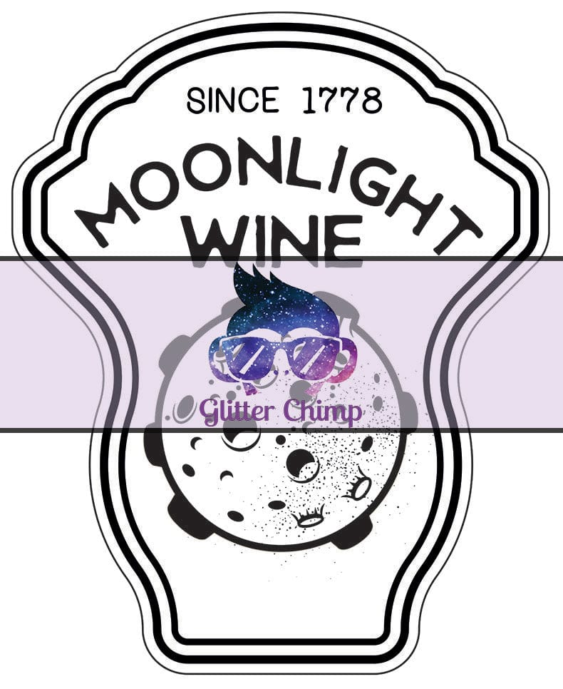 Glitter Chimp Adhesive Vinyl Decal - Moonlight Wine - Clear Background