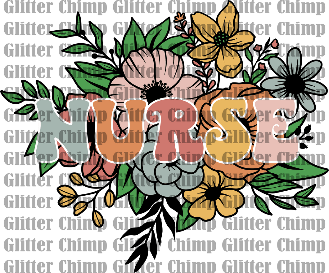 DTF -  Nurse Colorful Flowers