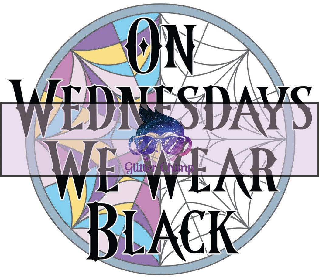 Glitter Chimp Adhesive Vinyl Decal - On Wednesday's - Clear Background