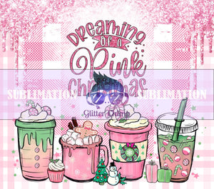Sublimation Prints for Skinny Tumblers - Pink Christmas