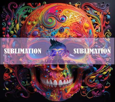 Sublimation Prints for Skinny Tumblers - Rainbow Skull
