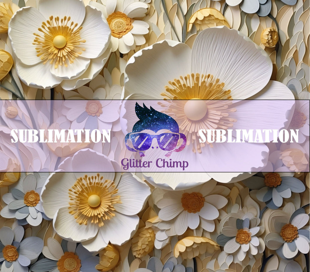Floral Succulent Glitter Tumbler - Gold