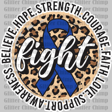 DTF - Strength Courage Faith Love - Blue Awareness