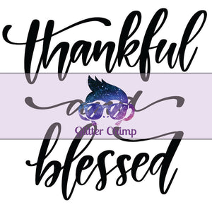 Glitter Chimp Adhesive Vinyl Decal - Thankful And Blessed - 3"x3" Clear Background