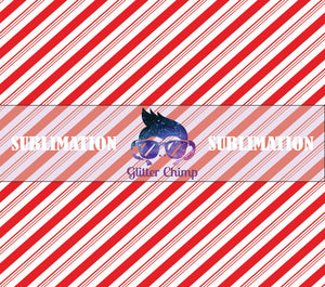 Sublimation Prints for Skinny Tumblers - Traditional Candy Cane