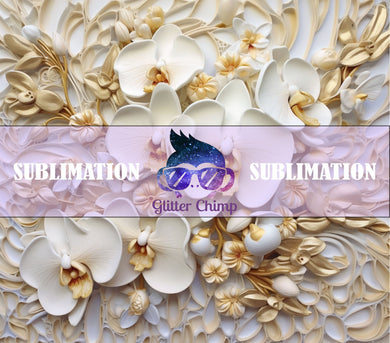 Sublimation Prints For Skinny Tumblers - 3D White Orchids