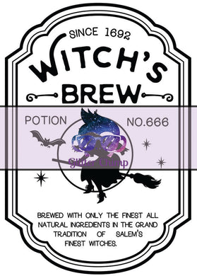 Glitter Chimp Adhesive Vinyl Decal - Witches Brew Potion- Clear Background