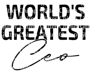 Glitter Chimp Adhesive Vinyl Decal - Worlds Greatest CEO - 3" Clear