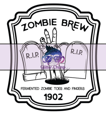 Glitter Chimp Adhesive Vinyl Decal - Zombie Brew - Clear Background