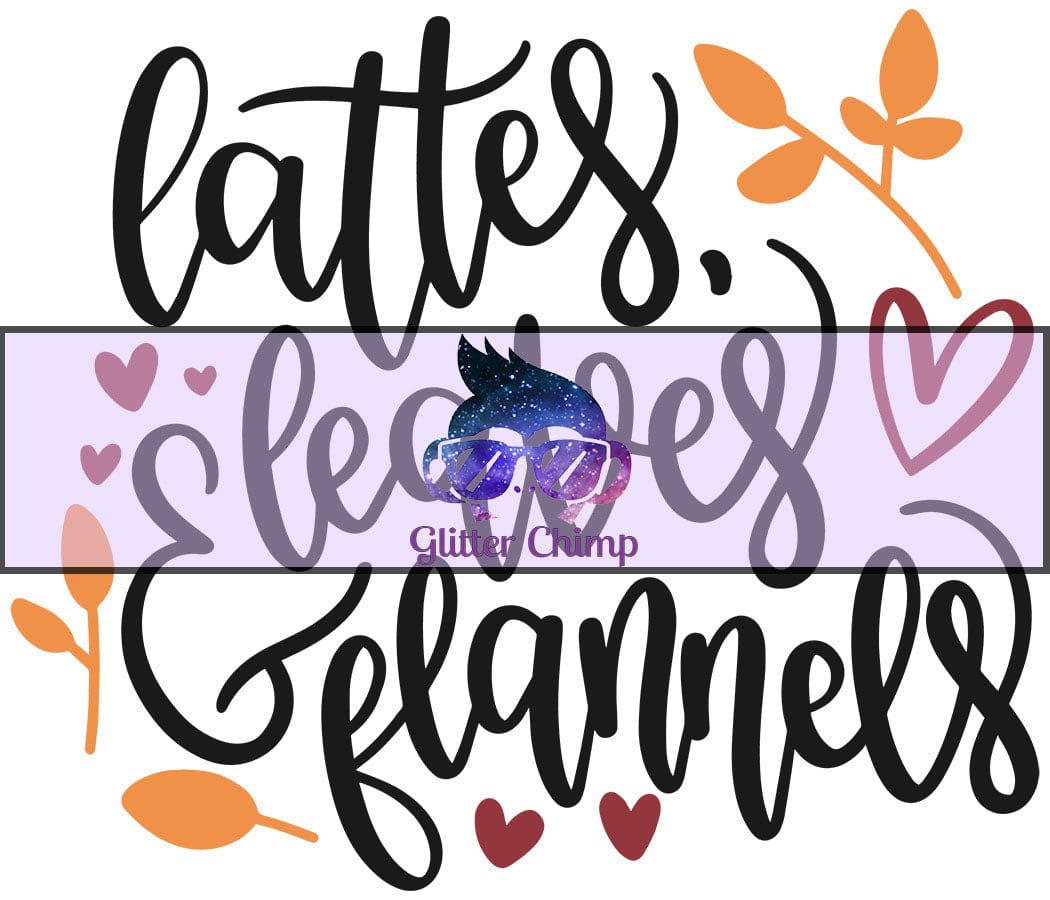 Glitter Chimp Adhesive Vinyl Decal - Lattes, Leaves & Flannels - Clear Background