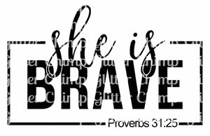 Glitter Chimp Adhesive Vinyl Decal - She Is Brave - 3" Clear