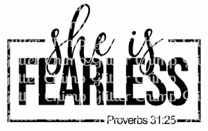 Glitter Chimp Adhesive Vinyl Decal - She Is Fearless - 3" Clear
