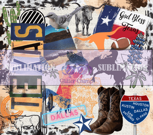 Sublimation Prints for Skinny Tumblers - Texas