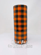 Load image into Gallery viewer, Glitter Chimp Adhesive Vinyl - Orange Plaid Pattern