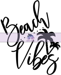 Glitter Chimp Adhesive Vinyl Decal - Beach Vibes Palm Tree - 3.5"x3.75" Clear Background