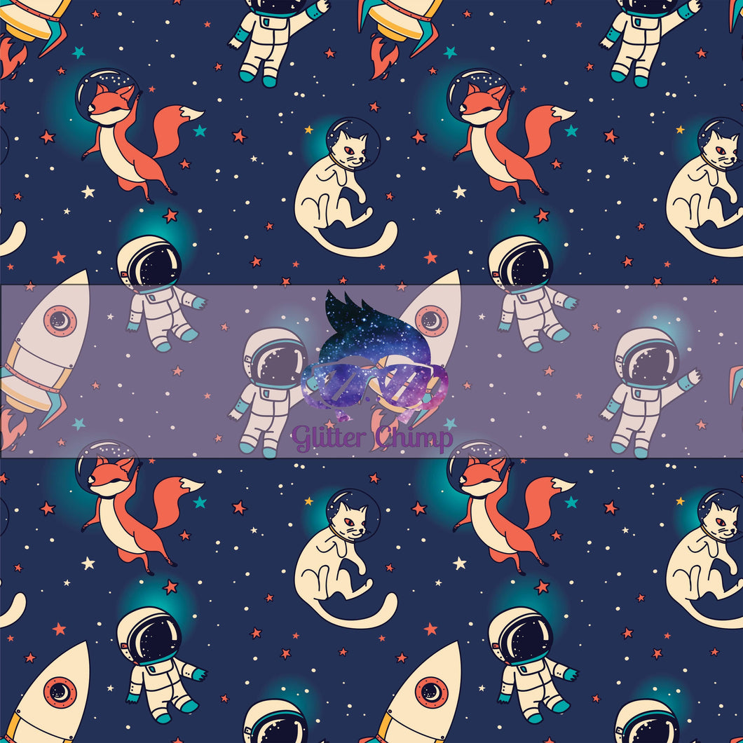 Glitter Chimp Adhesive Vinyl - Cat/Fox/Astronaut Space Pattern