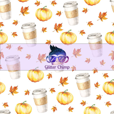 Glitter Chimp Adhesive Vinyl - Coffee Fall Leaves Pattern