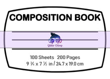 Load image into Gallery viewer, Glitter Chimp Adhesive Vinyl Decal - Composition Notebook Label - 3.5&quot;x2.25&quot;