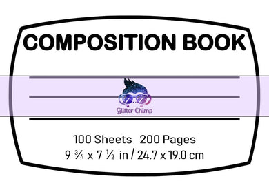 Glitter Chimp Adhesive Vinyl Decal - Composition Notebook Label - 3.5