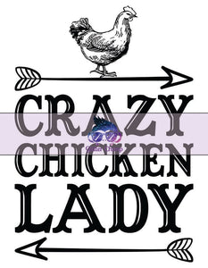 Glitter Chimp Adhesive Vinyl Decal - Crazy Chicken Lady - 3"x3.8" Clear Background