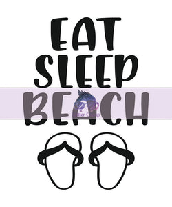 Glitter Chimp Adhesive Vinyl Decal - Eat Sleep Beach - 2.5"x3" Clear Background