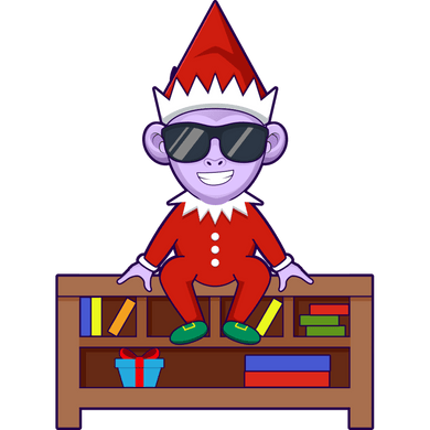**Gizmo Decal - Elf on a Bookcase**