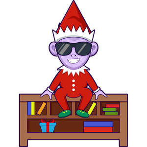 **Gizmo Decal - Elf on a Bookcase**