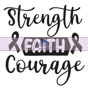 Glitter Chimp Adhesive Vinyl Decal - Strength Faith Courage - 3" x 2.75" Clear Background