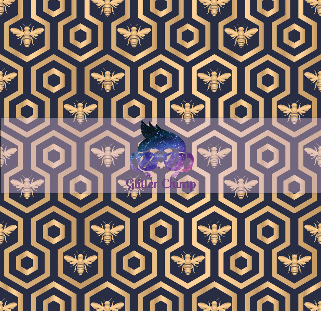 Glitter Chimp Adhesive Vinyl - Fancy Bee Pattern