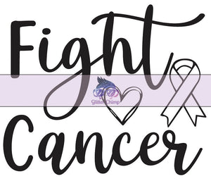 Glitter Chimp Adhesive Vinyl Decal - Fight Cancer- 3.25" x 2.75" Clear Background