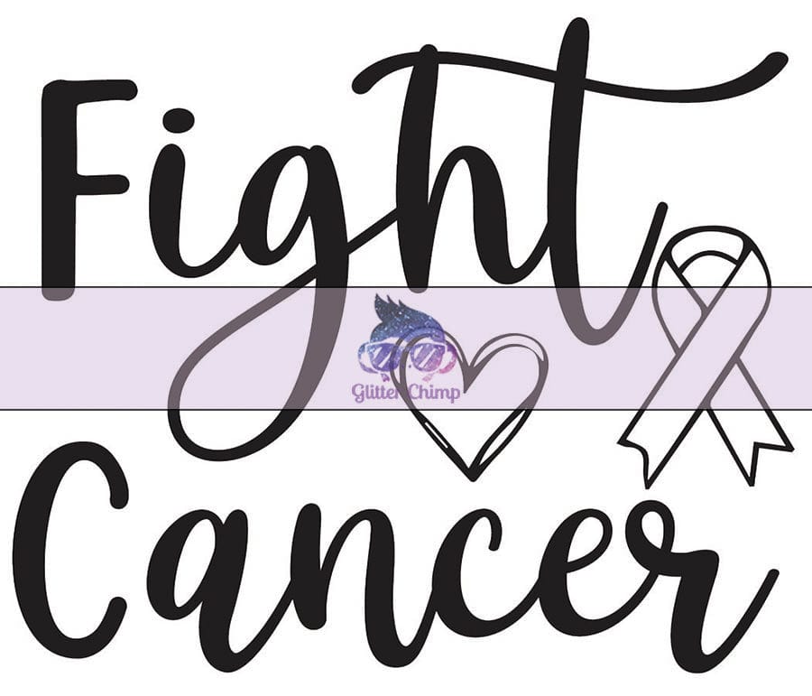 Glitter Chimp Adhesive Vinyl Decal - Fight Cancer- 3.25