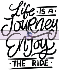 Glitter Chimp Adhesive Vinyl Decal - Life Is A Journey - 3"x3.5" Clear Background